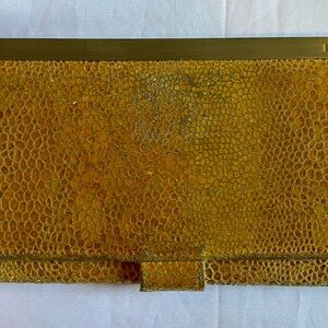 Yellow Textured Clutch with Gold Accent